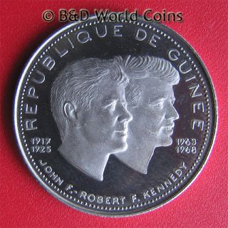 Guinea 1969 200 Francs Silver Proof John Robert Kennedy JFK 30mm Collctable Coin  