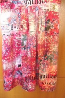 $745 Galliano 4 Christian Dior Pink Silk Gazette Newsprint Dress Size It 46 10  