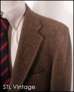vtg 70s JOHN WEITZ brown WOOL TWEED HERRINGBONE SPORTCOAT BLAZER jacket SZ 44 R  