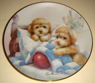 Ruane Manning Puppy Pals Bedtime Fun Spaniels Plate  