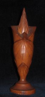 HAWAIIAN PERFUME BOTTLE Carved Wood John Oya 1940s Torch Ginger Design  