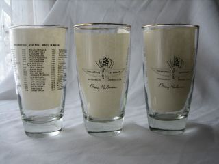 Three 1980 Indianapolis Indy 500 Glasses List of Winners to Johnny Rutherford  
