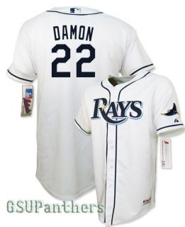 Johnny Damon Authentic Collection Tampa Bay Rays Youth Home Jersey Sz M XL  