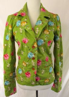 Small Johnny Was Green Embroidered Floral Jacket Cotton Spring Light Weight  
