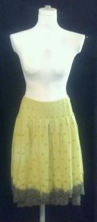 JOHNNY WAS JWLA Green Ombre Eyelet Aline Skirt Cotton Fitted To Hips Hippie CHIC  