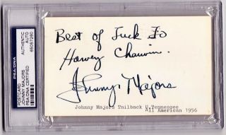 Johnny Majors Tennessee Vintage Signed GPC Card PSA DNA  