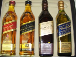 Johnnie Walker Scotch RARE Whisky Collection 1oF Each Red Black Gold Blue Label  