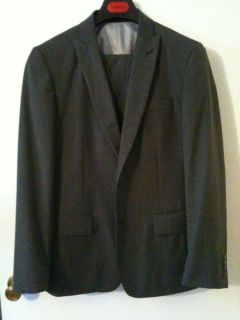 John Varvatos Star USA Dark Grey 3 Piece Modern Slim Fit Suit 40R  