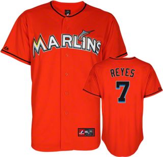 Jose Reyes Jersey Adult Majestic Alternate Orange Replica 7 Miami Marlins J  