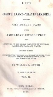 RARE 1838 Life of Joseph Brant Thayendanegea Indian Wars American Revolution US  