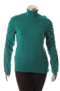 Joseph A NEW Green Scrunch Sleeve Turtle Neck Pullover Sweater Top M BHFO  