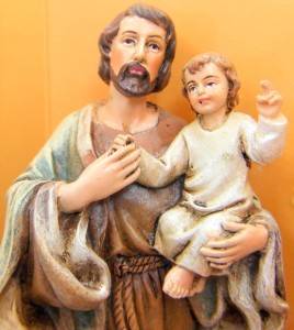 Saint St Joseph w Baby Jesus Catholic Religious Statue 4'' Marble Resin w Box  