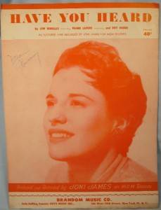 Vintage 1952 Have You Heard Sheet Music Joni James MGM  