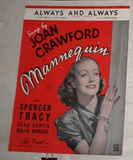 1937 Mannequin Film Soundtrack Sheet Music Joan Crawford  