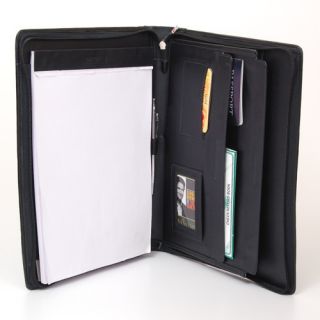Leather Zip Writing Pad Portfolio Briefcase Organizer  