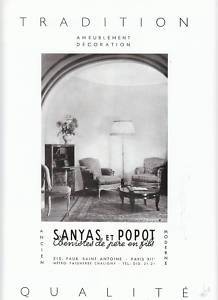 Publicité Ancienne " Meubles Sanyas Et Popot Tradition"  
