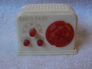 Vintage Ideal Retro Table Radio Look Design Coin Still Bank  