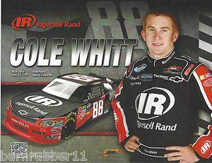 2012 Cole Whitt "Ingersoll Rand" Jr Motorsports 88 NASCAR NWS BB Postcard  