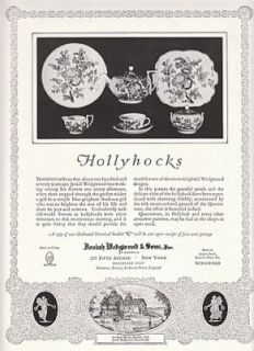 1927 Josiah Wedgwood Sons Ad Hollyhocks Pattern China  