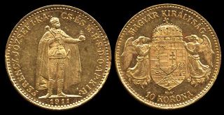 Hungary 10 Korona 1911 Gold  