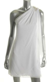 JS Boutique New White One Shoulder Embellished Mini Cocktail Evening Dress 8  