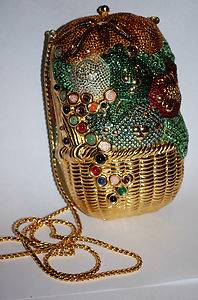 Judith Leiber Original Fruit Basket w Gemstones Crystal Full Bead Handbag  