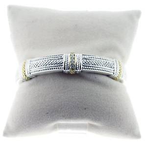 Judith Ripka Two Sterling Silver and 18K Yellow Gold Pia Cuff with Diamonds  