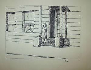 E Hopper Drawing Pen and Ink Study Signed  