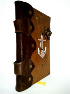 Handmade Steampunk Anchor Leather Bound Journal Notebook Sketchbook  