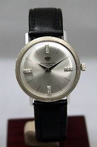 Jules Jurgensen 14k White Gold Manual Wind Watch w Factory Diamond Dial  