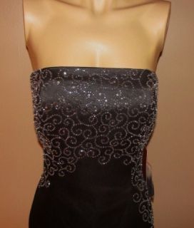 JS COLLECTIONS BLACK STRAPLESS BEADED SHALL EVENING GOWN DRESS 8 NYCTO