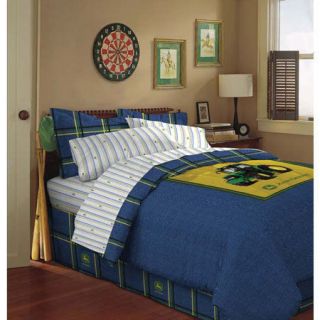Deer Tractor Logo Denim Complete Bed Comforter Sheet Queen Set