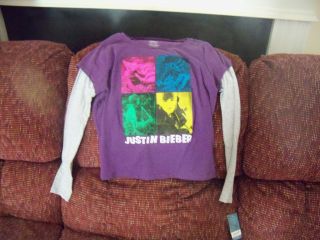 Justin Bieber Long Sleeve Shirt Purple Size 7 8