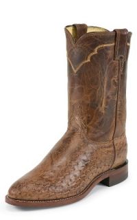 Justin Mens New 3291 Antique Brown Ostrich Leather Western Cowboy