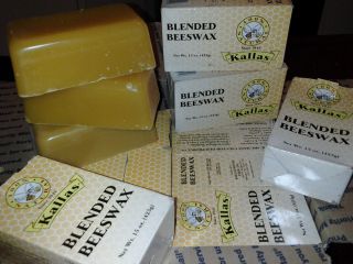 Lot of 20 15 ounce KALLAS 100 NATURAL BLENDED BEESWAX BLOCKS OVER 18