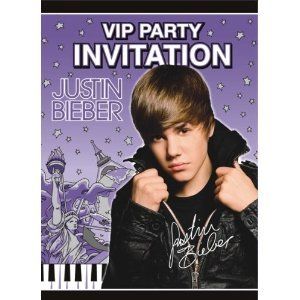 Justin Bieber Birthday Party Invitations 8ct