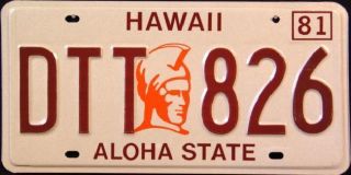 HAWAII ** ALOHA STATE   KING KAMEHAMEHA I ** MINT 1981 License Plate