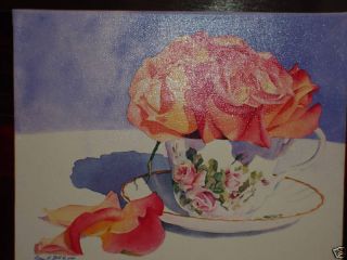 Karen L Bell Canvas Painting Rose Cup