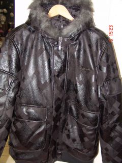 Karl Kani Mens Black Padded Suede Effect Hooded Jacket