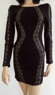 Kardashians by BEBE Black Chain Corset Dress Size Medium