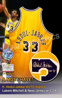 Kareem Abdul Jabbar Auto Signed Lakers Jersey w COA