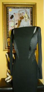 KAREN WALKER bodycon black evening dress w subtle sexy cutouts Mint