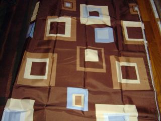 New Blue Brown Squares Modern Fabric Shower Curtain