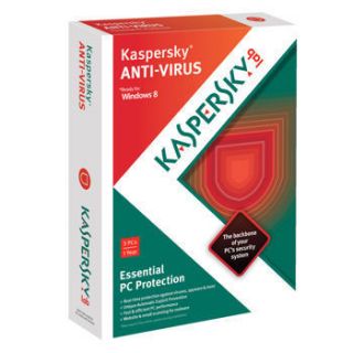 Kaspersky Antivirus 2013 3 Users Pcs 1 Year in Retail Box Brand New