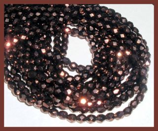 AL396 Czech 4mm Fire Polished Glass Beads Dark Bronze