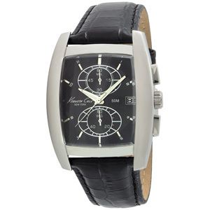 Kenneth Cole KC1655 Black Leather Chronograph Watch