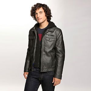 Kenneth Cole Mens Faux Leather Jacket