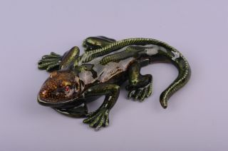 Faberge Iguana trinket box by Keren Kopal Swarovski Crystal Jewelry