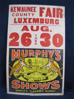 Vintage Carnival Poster Kewaunee Co Fair Luxemburg Wi