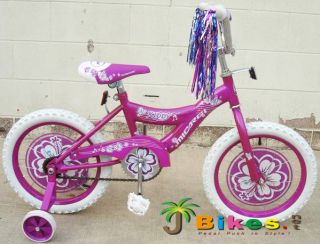 16 Kids BMX bikes, Purple Micargi Kiddy Girls with Training Wheels
